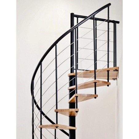 Spiralne montažne stepenice Venezia Smart Ø 140 cm crno/bukva