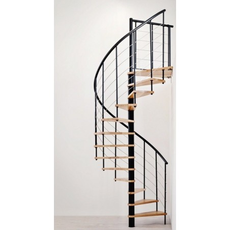 Spiralne montažne stepenice Venezia Smart Ø 140 cm crno/bukva