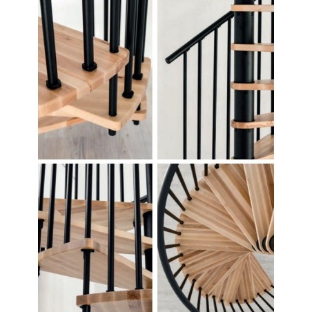 Spiralne montažne stepenice Spiral Smart Ø 140 cm sivo/bukva