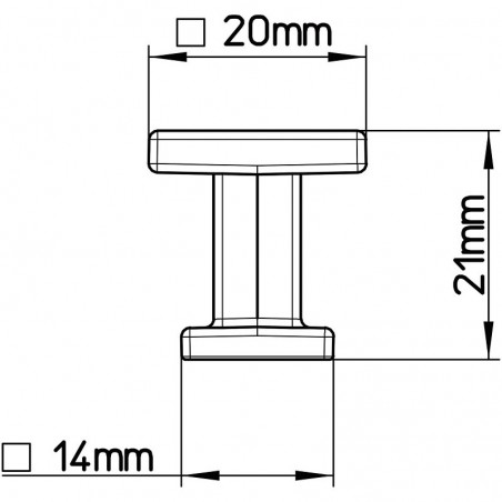 Gumb Baios 20 x 20 mm, lijevani cink crni mat