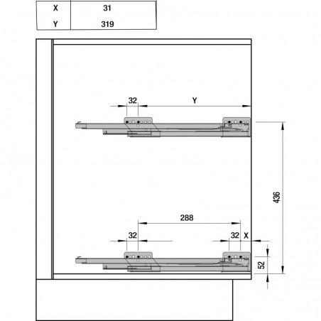 Izvlaka/vješalica za ručnike, 83 x 80 x 470 mm  srebrna RAL 9006