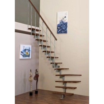 Montažne stepenice Style – bukva bajcano orah/ bijelo, zavojite