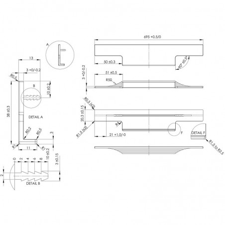 Profilna ručkica Trim, duljina 695 mm, aluminij crni mat