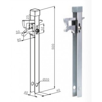 Držač za vrata ograde ABK, U-profil 500x40 x40 mm,...