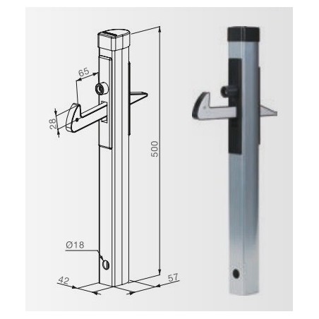 Držač za vrata ograde UGC,profil 500x57x42 mm,pod.visine 40mm,srebr.