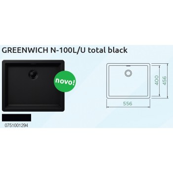 .Schock GREENWICH N-100L/U Total Black podpultni sudoper