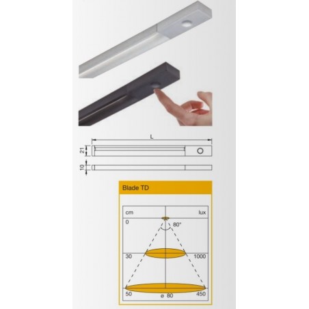 Domus Line Podgradna svjetiljka Blade TD s prigušivačem na dodir, 1000 mm, aluminij