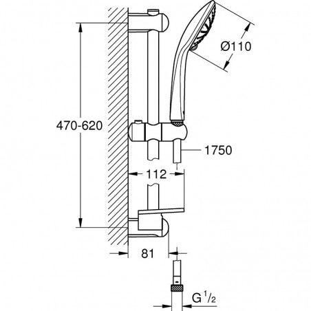 GROHE tuš garnitura Euphoria 27231001, 600 mm, krom