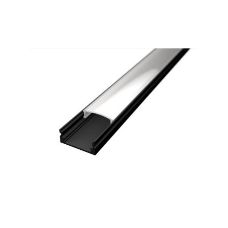 Led Profiles ALUMINIJSKI PROFIL NADGRADNI 1 CRNI + mliječni pokrov + završetak 2x + nosač 2x  LP101B-MLK
