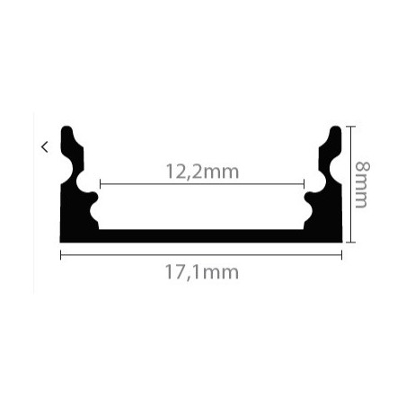 Led Profiles ALUMINIJSKI PROFIL NADGRADNI 1 CRNI + mliječni pokrov + završetak 2x + nosač 2x  LP101B-MLK