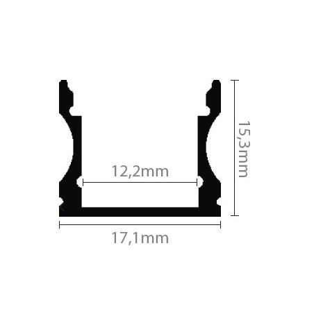 Led Profiles ALUMINIJSKI PROFIL NADGRADNI 2 + prozirni pokrov + završetak 2x + nosač 2x  LP102-TRA