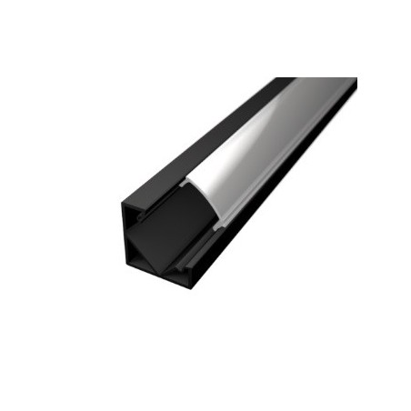 Led Profiles ALUMINIJSKI PROFIL KUTNI 1 CRNI + mliječni pokrov + završetak 2x + nosač 2x  LP201B-MLK