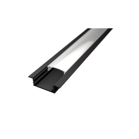 Led Profiles ALUMINIJSKI PROFIL UGRADBENI 1 CRNI + prozirni pokrov + završetak 2x  LP301B-TRA