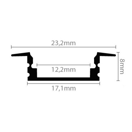 Led Profiles ALUMINIJSKI PROFIL UGRADBENI 1 BIJELI + mliječni pokrov + završetak 2x LP301W-MLK