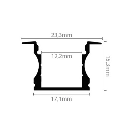 Led Profiles ALUMINIJSKI PROFIL UGRADBENI 2 + prozirni pokrov + završetak 2x  LP302-TRA