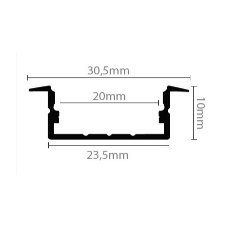 Led Profiles ALUMINIJSKI PROFIL UGRADBENI 3 + prozirni pokrov + završetak 2x  LP303-TRA