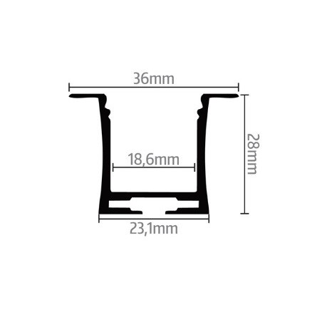 Led Profiles ALUMINIJSKI PROFIL UGRADBENI 6 + mliječni pokrov + završetak 2x + nosač 2x  LP306-MLK