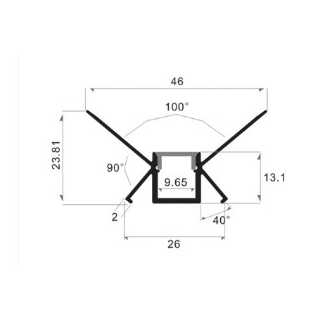 Led Profiles ALUMINIJSKI PROFIL UGRADBENI 10 + mliječni pokrov + završetak 2x  LP310-MLK
