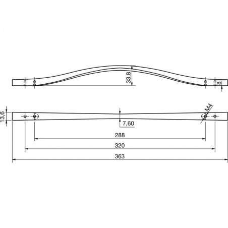 Ručkica Fluid, razm. rupa 288/320 mm, Š 363 mm, lijevani cink, bijela mat