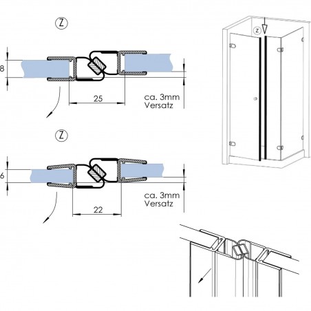 REHAU brtva za vrata tuš kabine magnetna 180°s gran. za 6-8mm, 2500mm prozirna