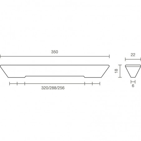 Ručkica Mogan razm rupa 256/288/320 mm, šir. 350 mm, cink, bijelo sjajno