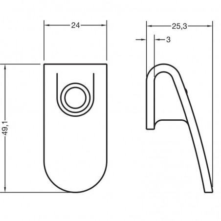 Gumb Flexo širina 24 mm, visina 49,1 mm, lijevani cink, industrijslko željezo