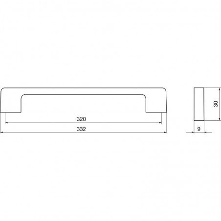 Ručkica Nestor, razm. rupa 320 mm, Š 332 mm, cink, poniklano fino brušeno
