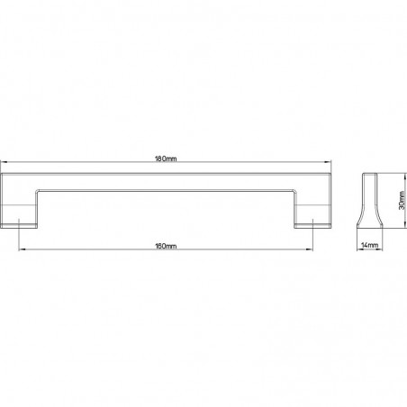 Ručkica Beres razmak rupa 160 mm, širina 180 mm, crna mat