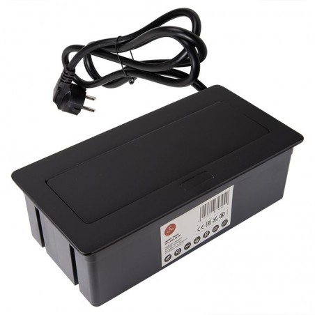 ELEKTRIMA RJPODUTK-C podizna utičnica kvadratna, 2x schucko, 1x usb,1x usb-c, crna