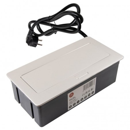 ELEKTRIMA RJPODUTK-S podizna utičnica kvadratna, 2x schucko, 1x usb,1x usb-c, siva