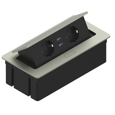ELEKTRIMA RJPODUTK-S podizna utičnica kvadratna, 2x schucko, 1x usb,1x usb-c, siva