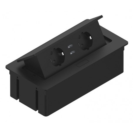 ELEKTRIMA RJPODUTK-C podizna utičnica kvadratna, 2x schucko, 1x usb,1x usb-c, crna