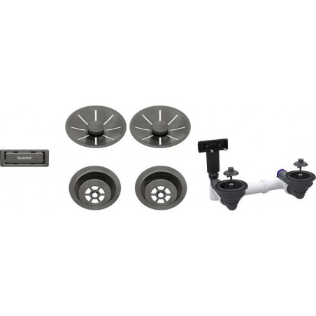 Blanco InFino set za dva korita bez daljinskog upravljanja SATIN DARK STEEL 207440