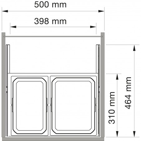 VS ENVI Space S sust.za razvrst.otpada 1x12L/2x7,5 L, ŠK 500mm,D 310mm,lavasiva