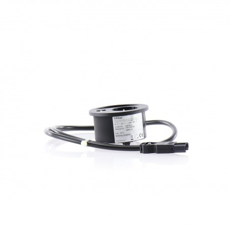 EVOline Circle80 utičnica s prorezom za kabel i USB-A+C dvostr. punjačem, crna