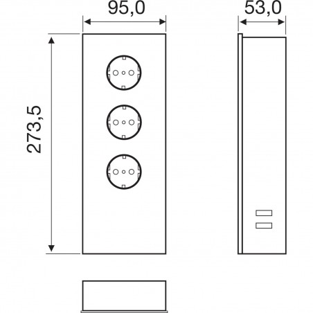 Power Turm G nehrđ. čelik/staklo bijeli, 3 x šuko utičnice, 2 USB-utora