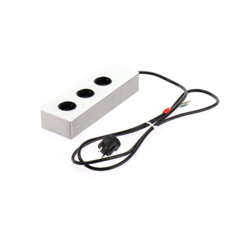 Power Turm G nehrđ. čelik/staklo bijeli, 3 x šuko utičnice, 2 USB-utora