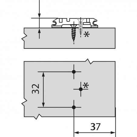 BLUM CLIP ekscentar podložna pločica, čelik, vijci, razmak 0 mm