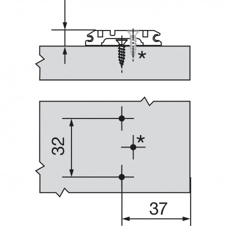 BLUM CLIP podložna pločica duga rupa, čelik, vijci, razmak 0 mm