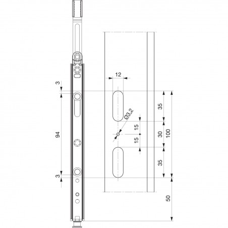 MACO MM kutni prijenos za SFG varijabilni 1250 mm 1iS s ručkom srebrni (202475)