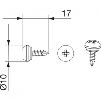 MACO HS pričvrsni vijak Ø10 x 17 mm za brtvene lajsne PVC, srebrni