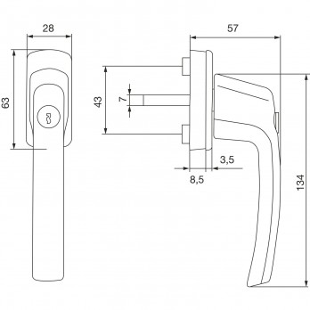 MACO poluoliva HARMONY s cilindrom, trn 7 x 35 mm, aluminij bijela