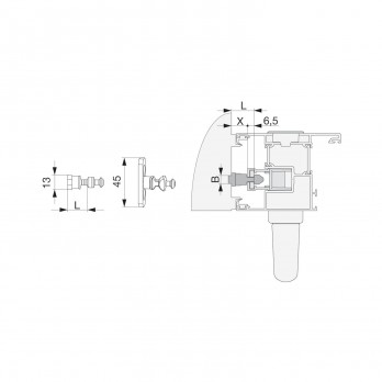 MACO HS upadnica bolcna za PVC/alu, dulj. 11,5 mm, šir. 13 mm, srebrna