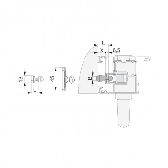 MACO HS upadnica bolcna za PVC/alu, dulj. 11,5 mm, šir. 13 mm, srebrna