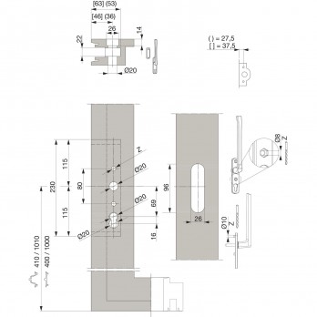 MACO HS gt.ručkica 12, unutarnja DM 87-110 mm, alu bijela (103816)