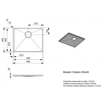 Reginox Ontario 50x40 BOTTOM dno od nehrđajučeg čelika