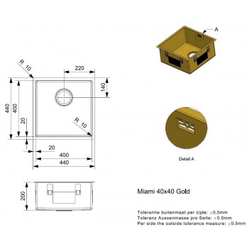 Reginox Miami 40x40 - Gold SUDOPER
