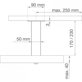 Barska konzola Capri, ravna, 50 x 50 mm, visina 170 mm, crni aluminij