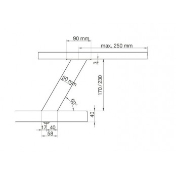 Barska konzola Capri, kosa, 50 x 50 mm, visina 230 mm, crni aluminij