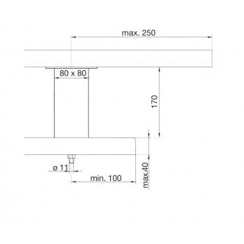 Bar konzola Jumbo ravna, visina 170 mm, aluminij crni